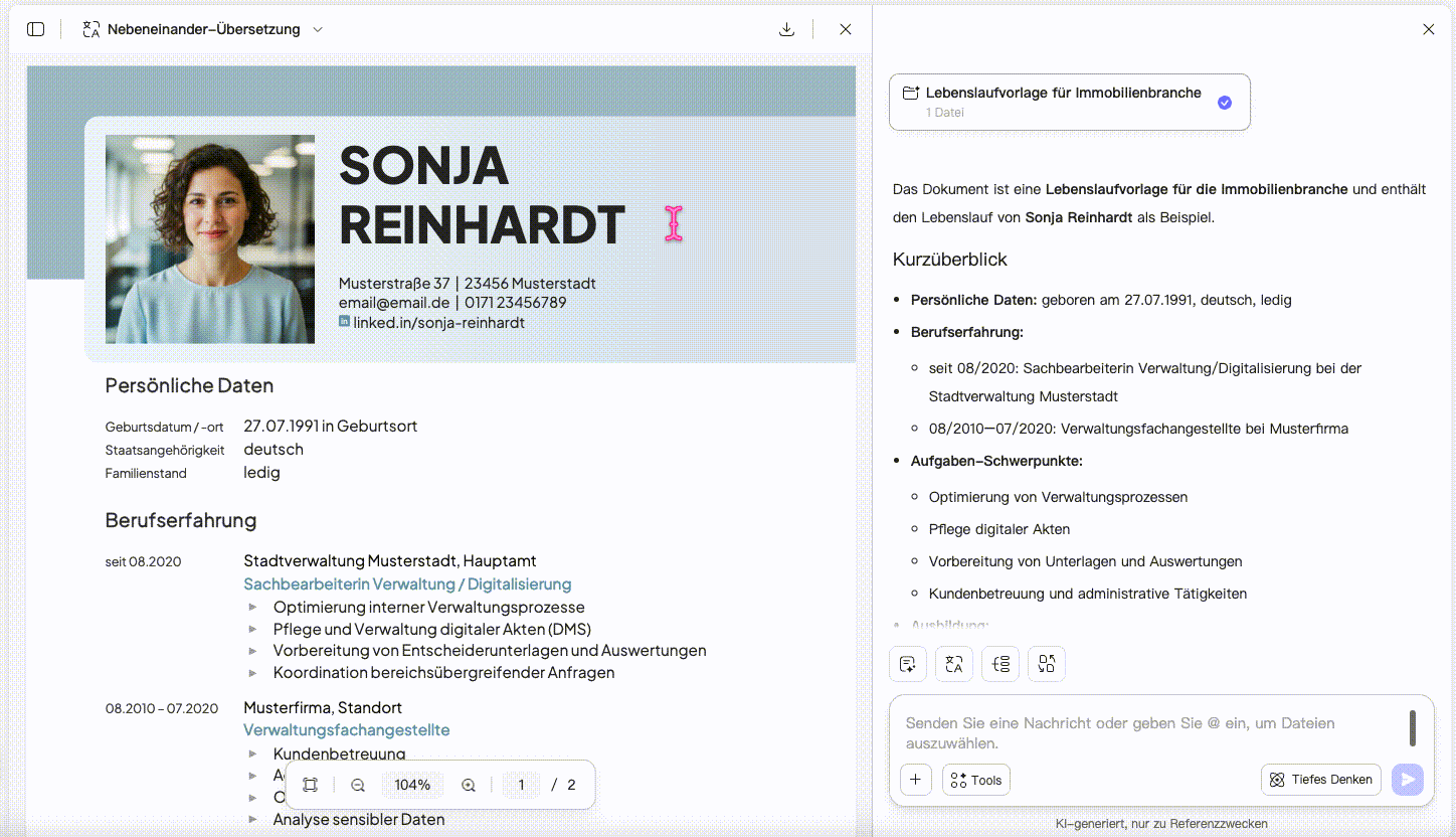 Deutsche PDF online ins Englische übersetzen