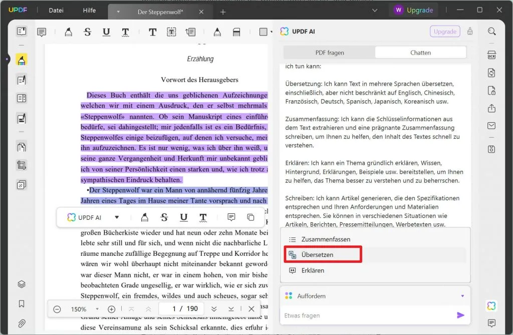 PDF Text übersetzen