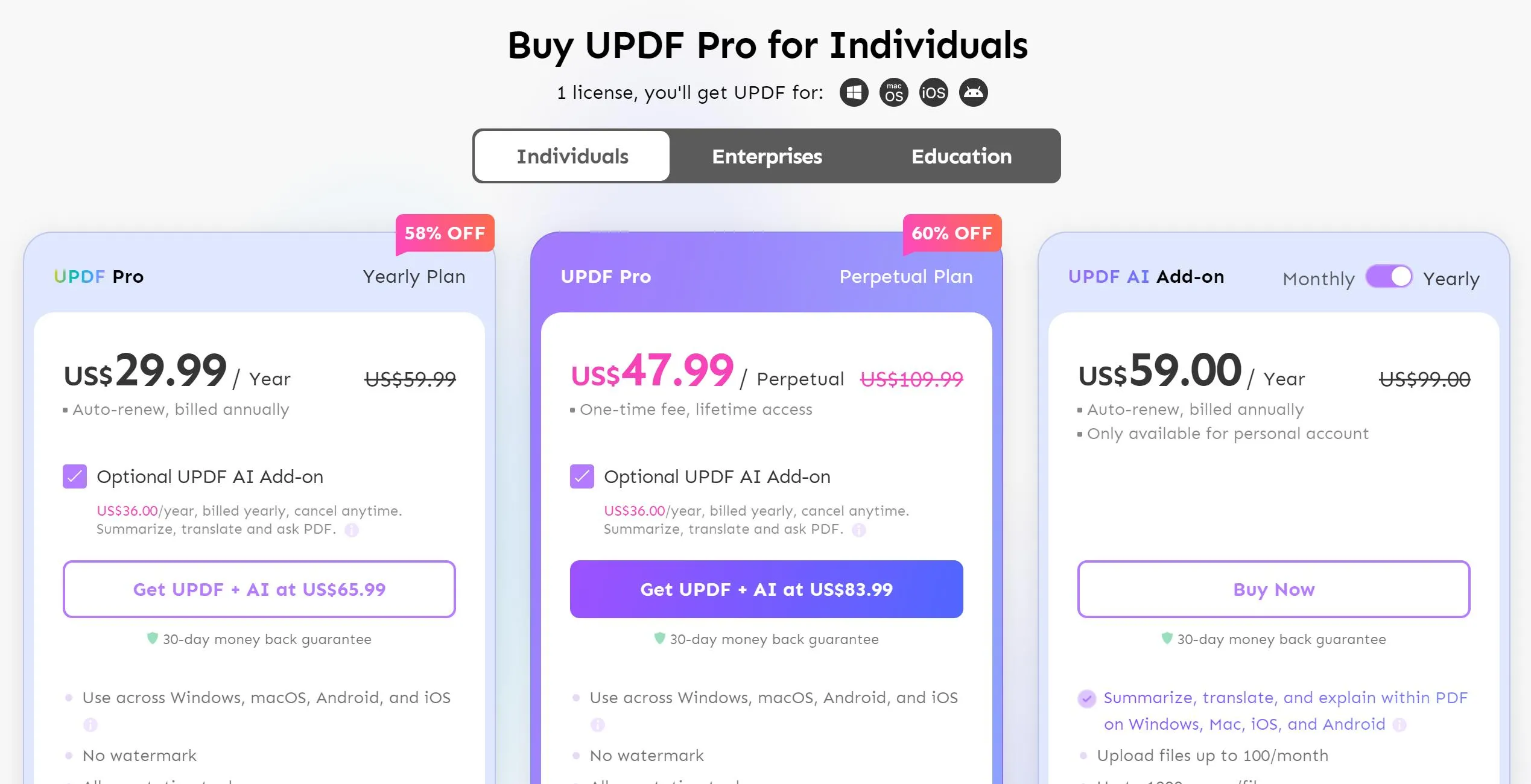 updf ai pricing