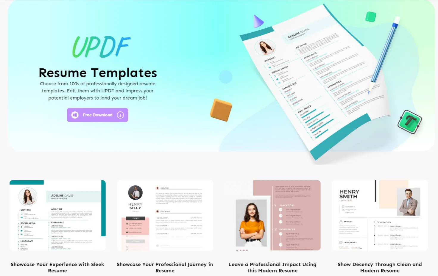 ai resume builder updf template