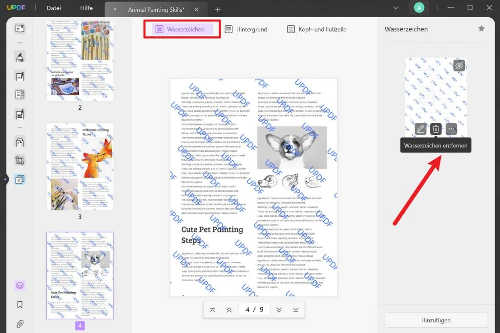 UPDF PDF Wasserzeichen entfernen