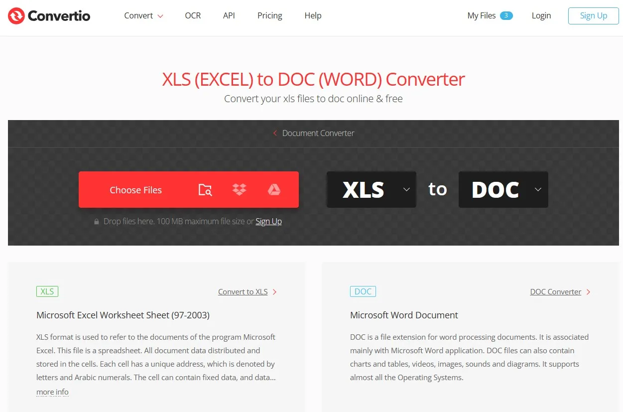 convert xls to word online Convertio