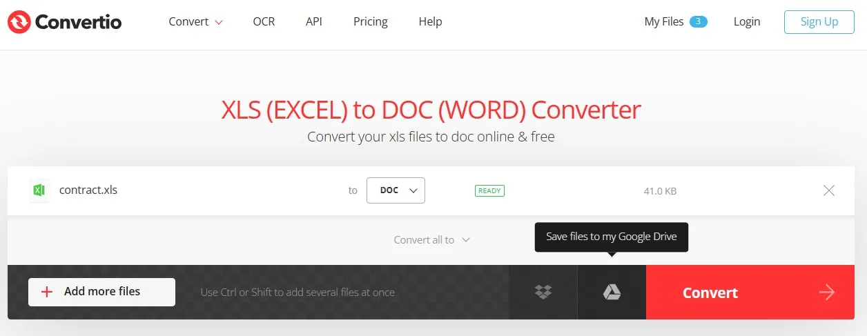 convert xls to word online Convertio