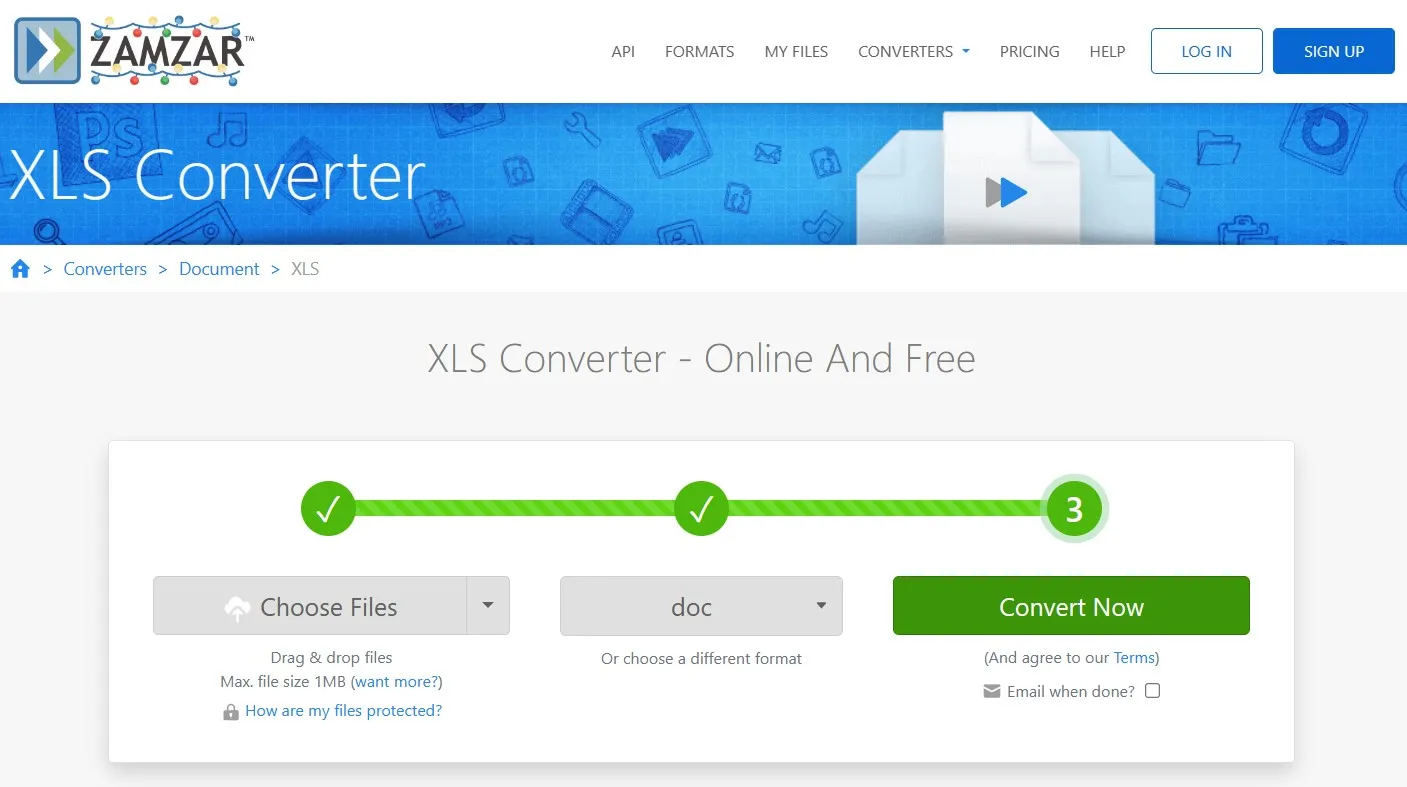 convert xls to word online Zamzar