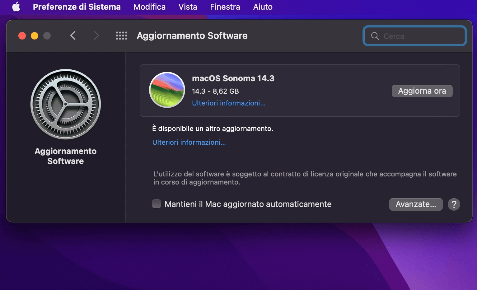 Aggiorna il sistema macOS