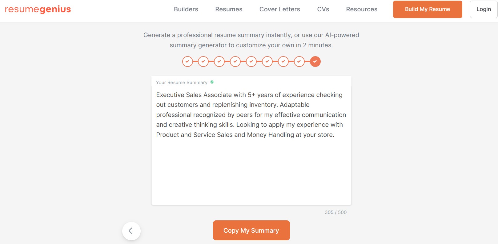resume summary generator resumegenius