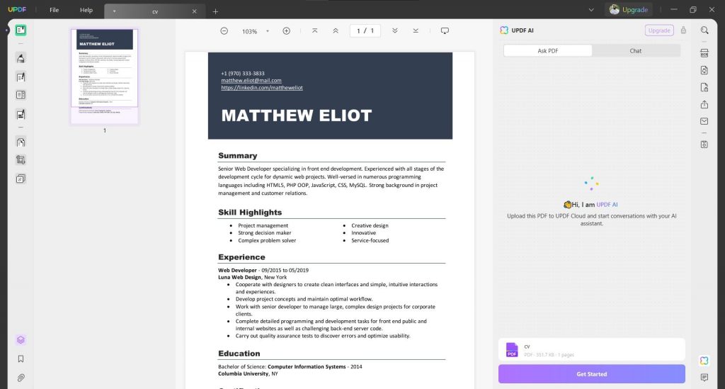 resume summary generator no experience