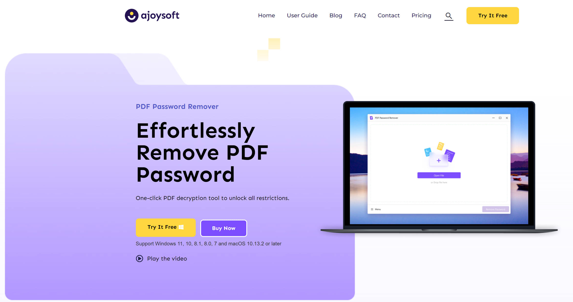 برنامج ajoysoft لإزالة كلمة المرور من pdf