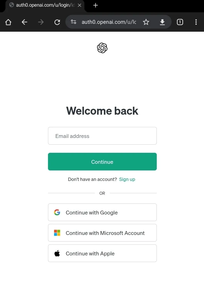 chatgpt android sign up