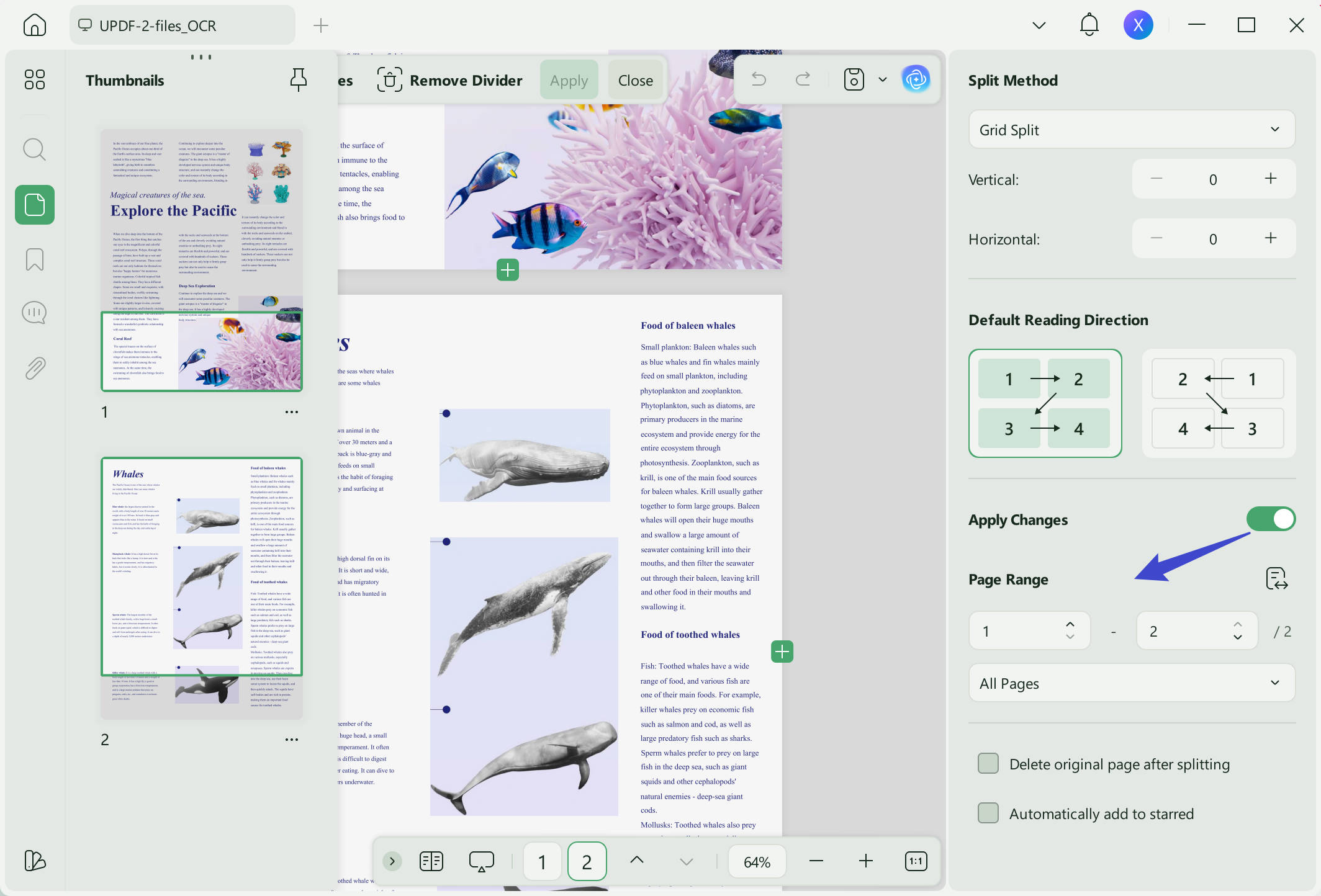 how to split a pdf page in half