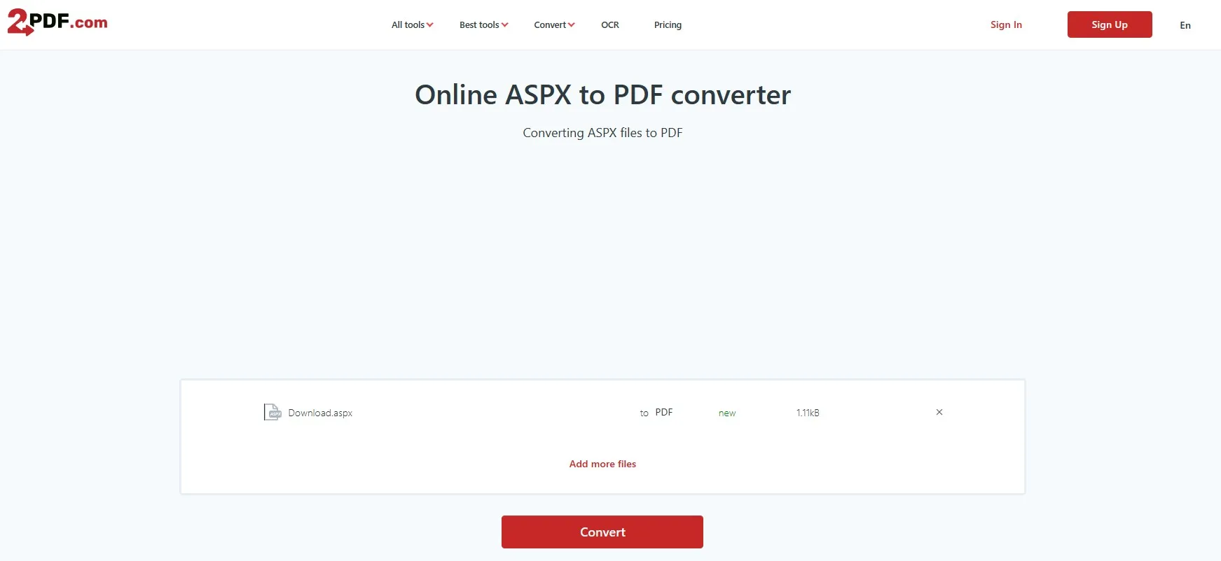 Convertire gratis il formato ASPX in PDF Online con 2PDF