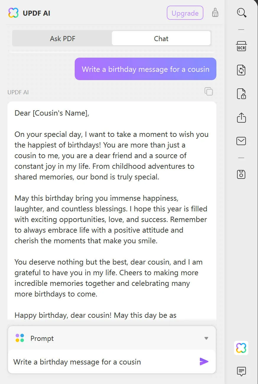birthday wishes for cousin generate wishes updf ai