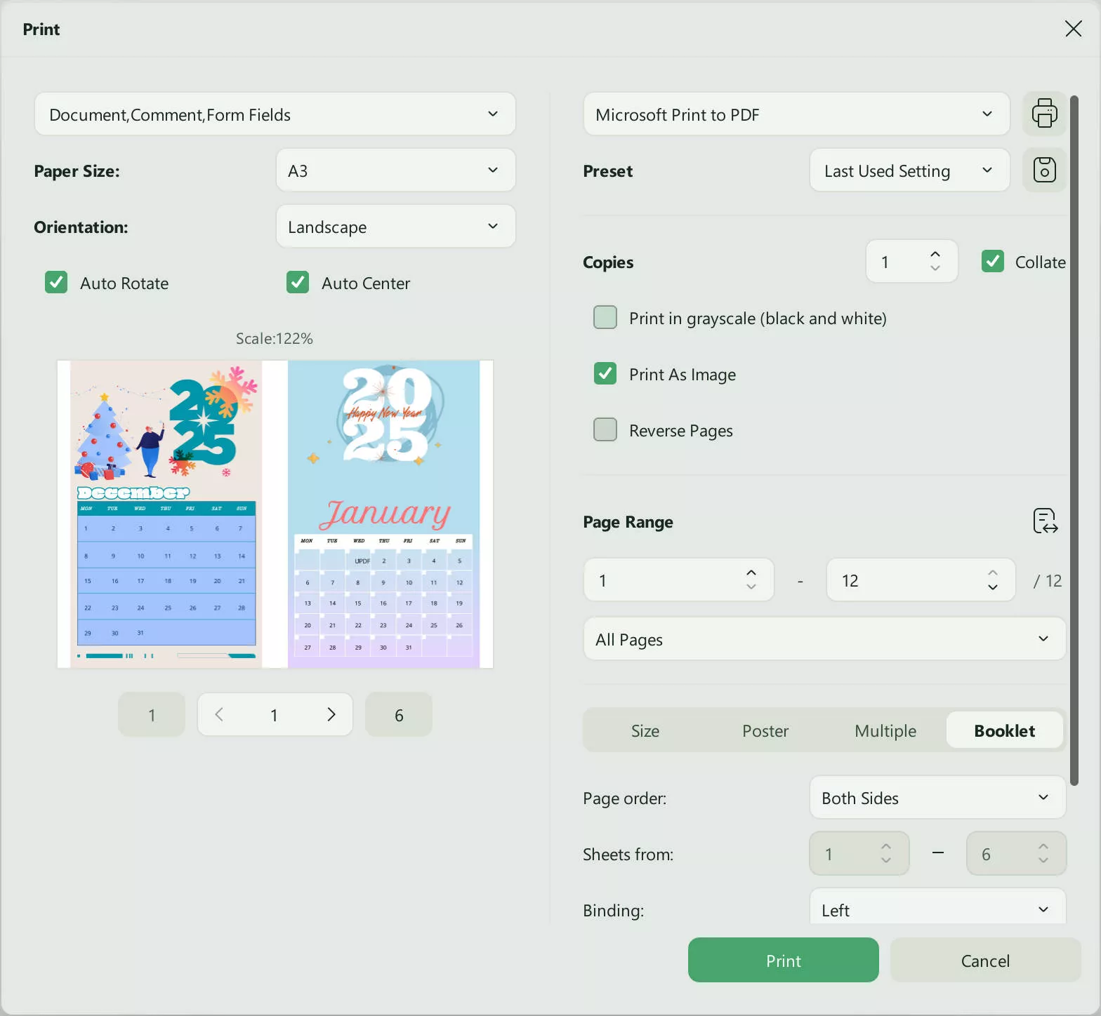 Print 2025 PDF template with UPDF