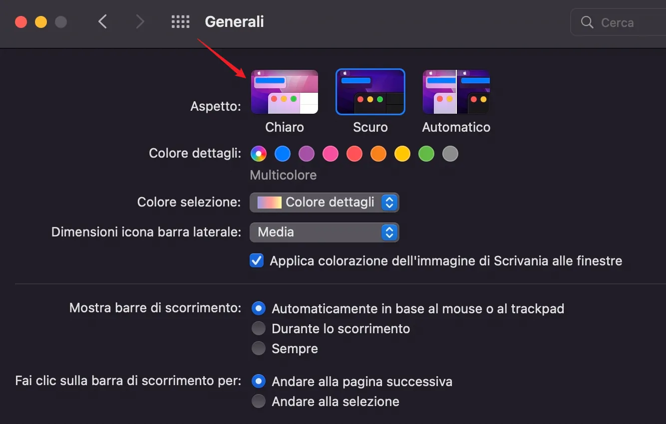 disattivare la modalità scura del Mac