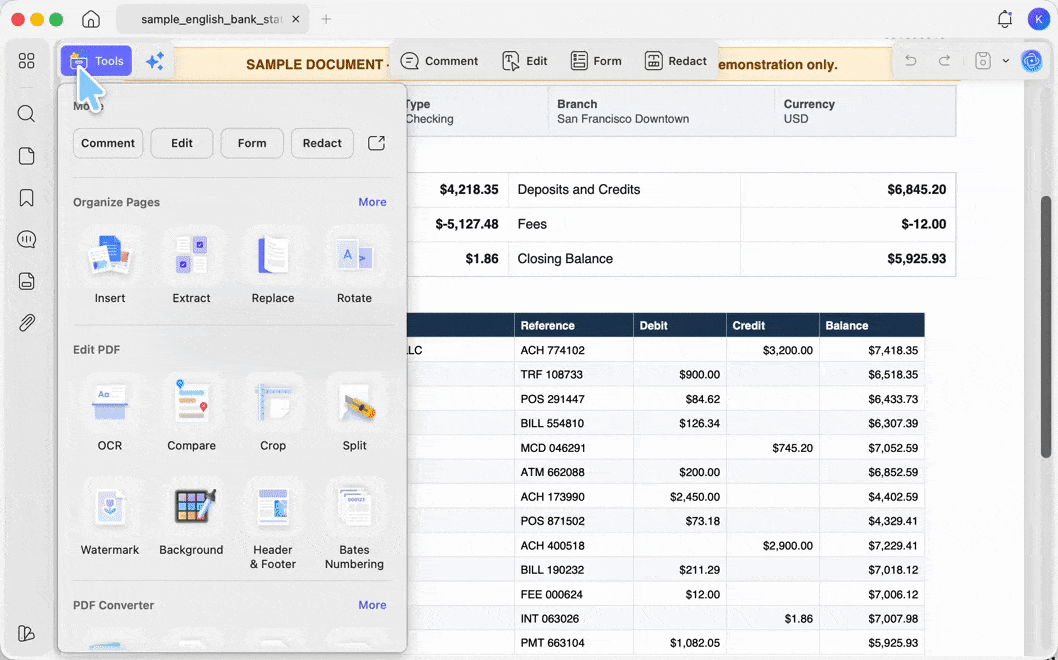 convert pdf bank statement to excel