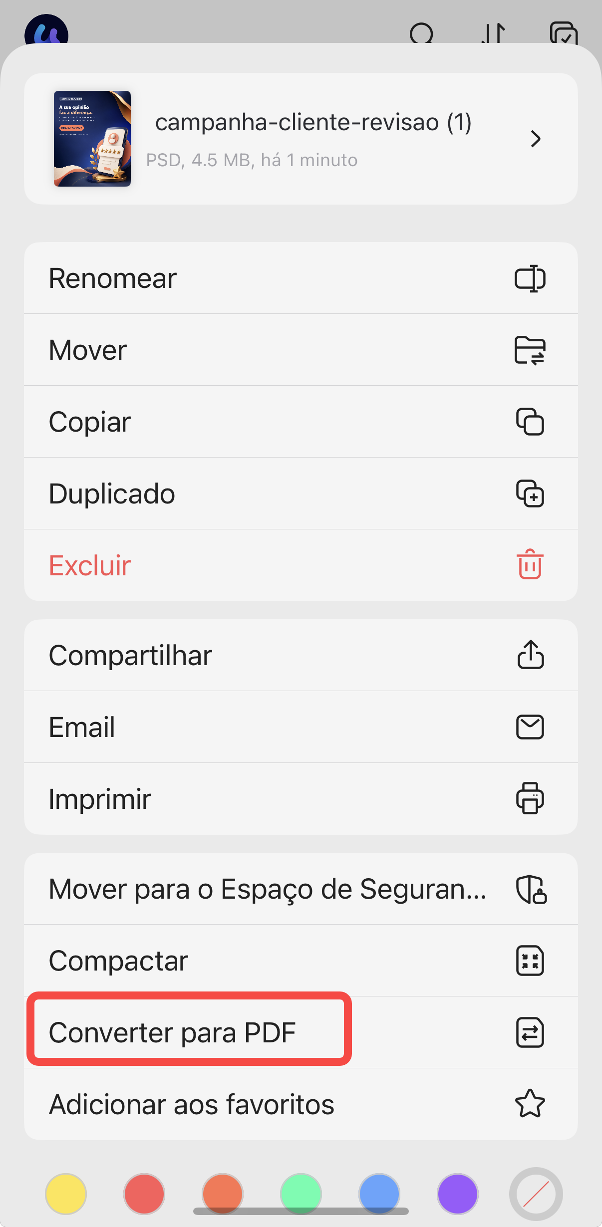 converter PSD em PDF no celular