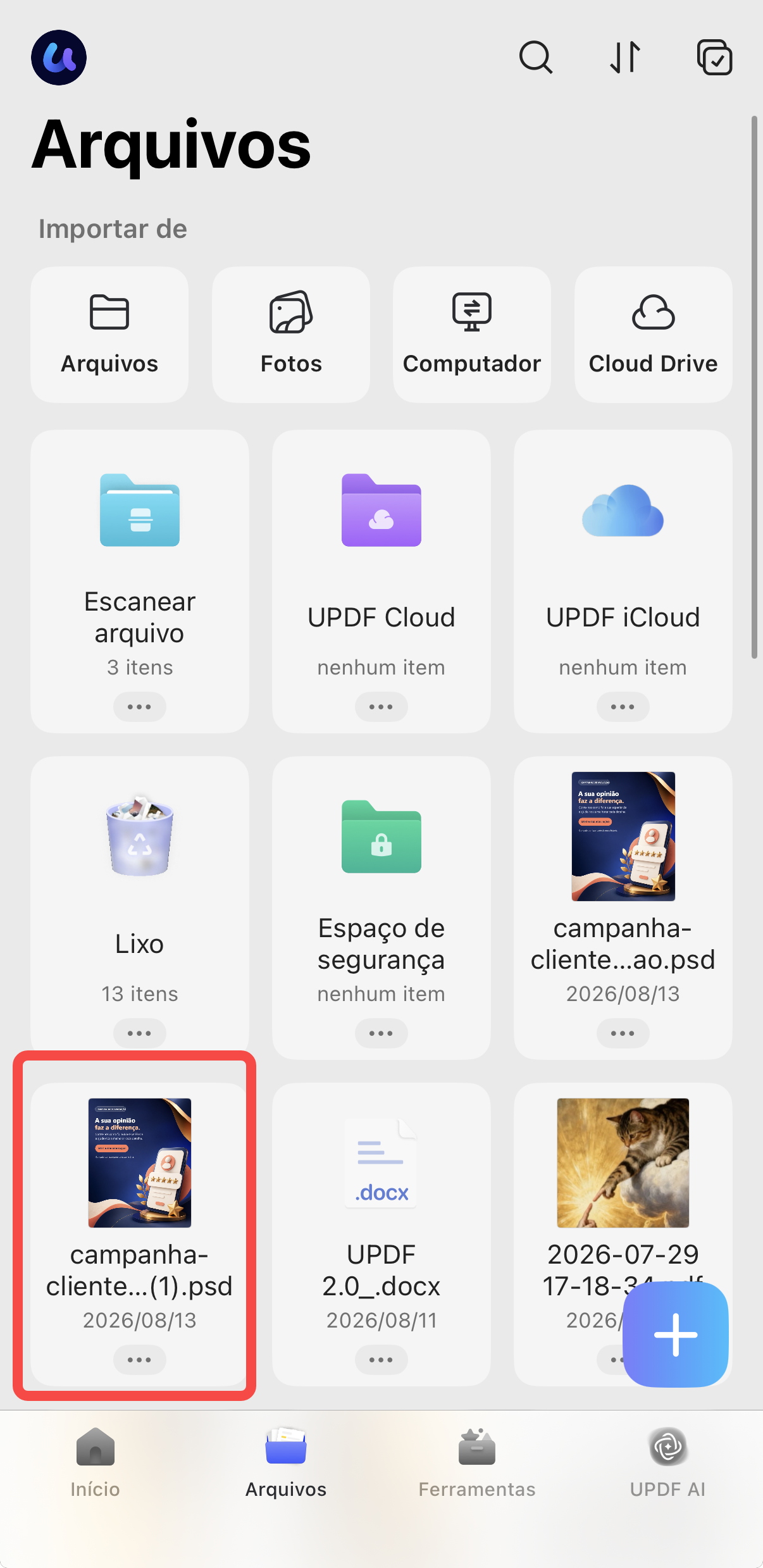 converter PSD em PDF no celular