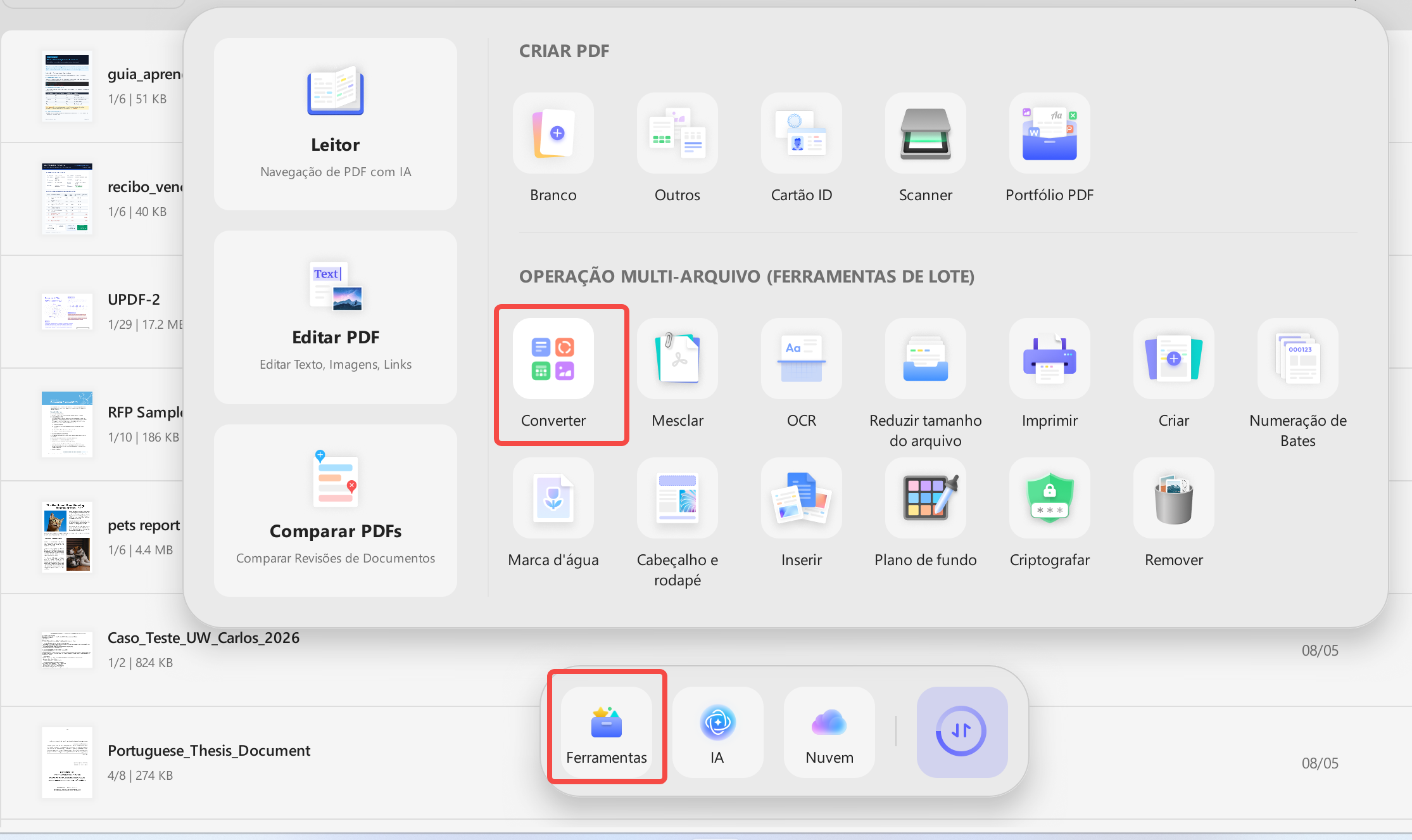 converter vários arquivos PSD em PDF no UPDF