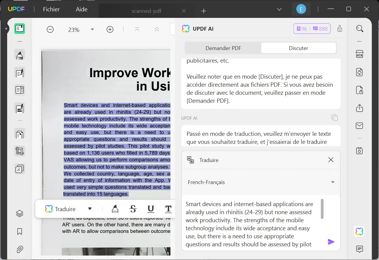 traduire pdf scanné