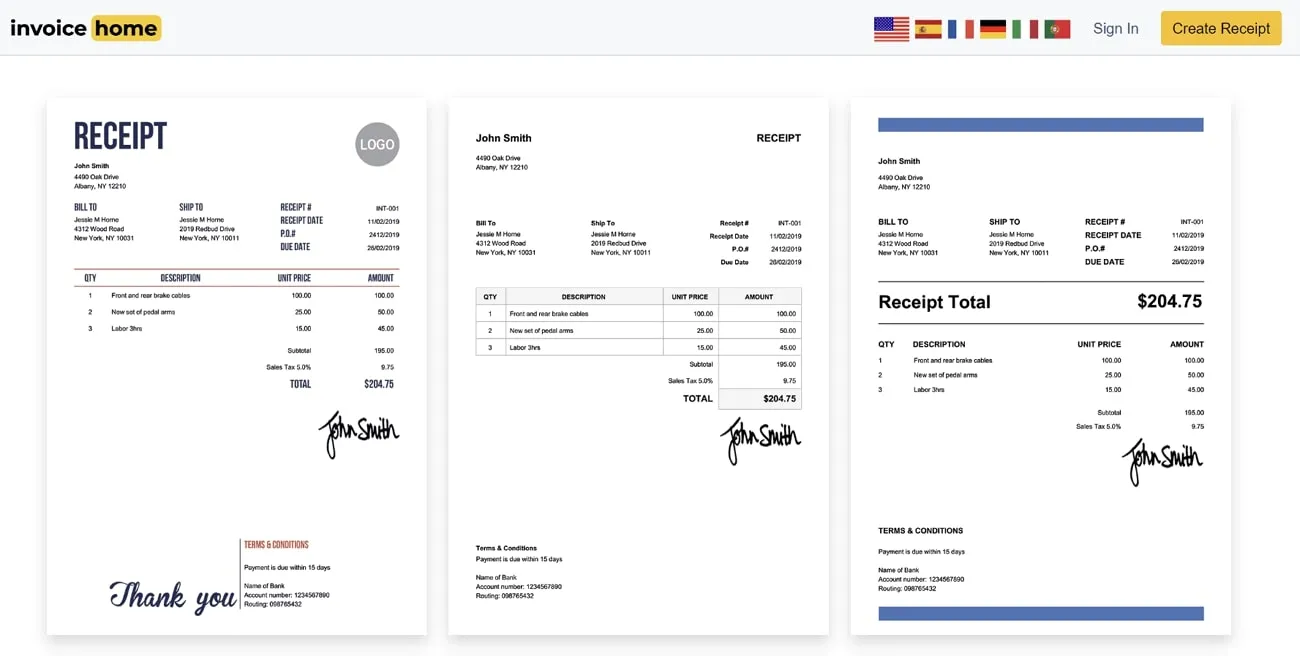 how to edit a receipt invoice home receipt templates