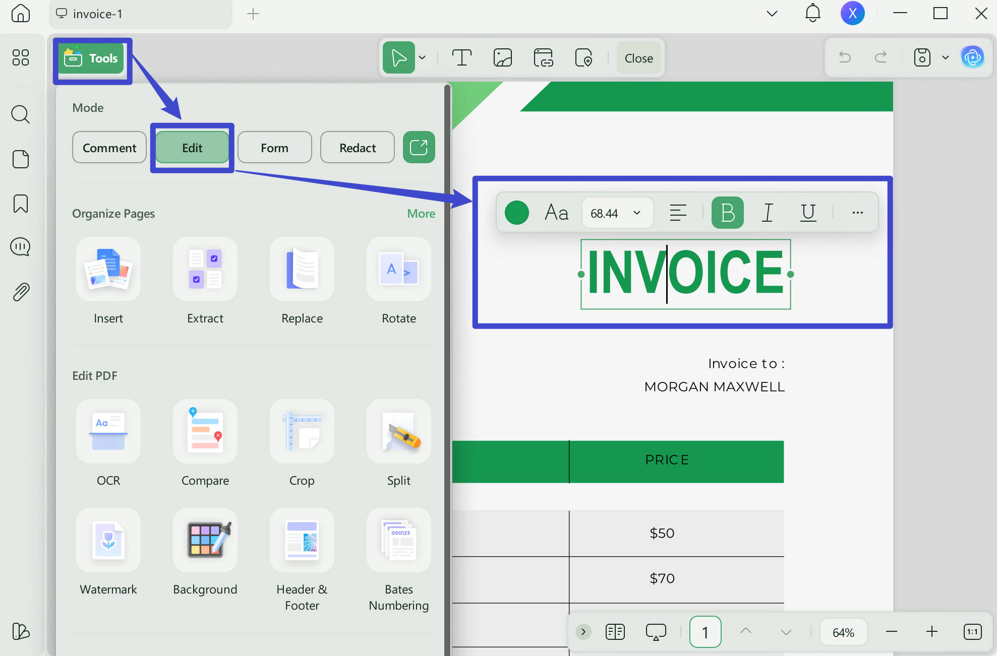 receipt generator edit invoice updf