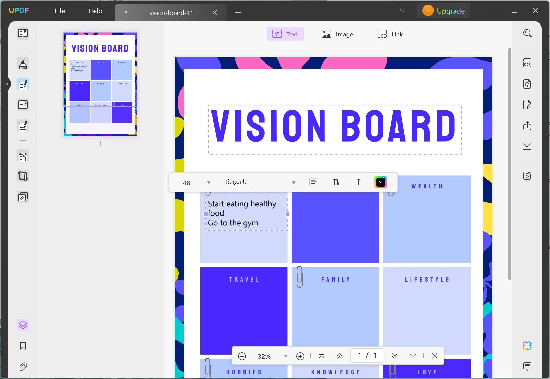 vision board template edit