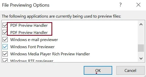 pdf preview handler not working file previewing options