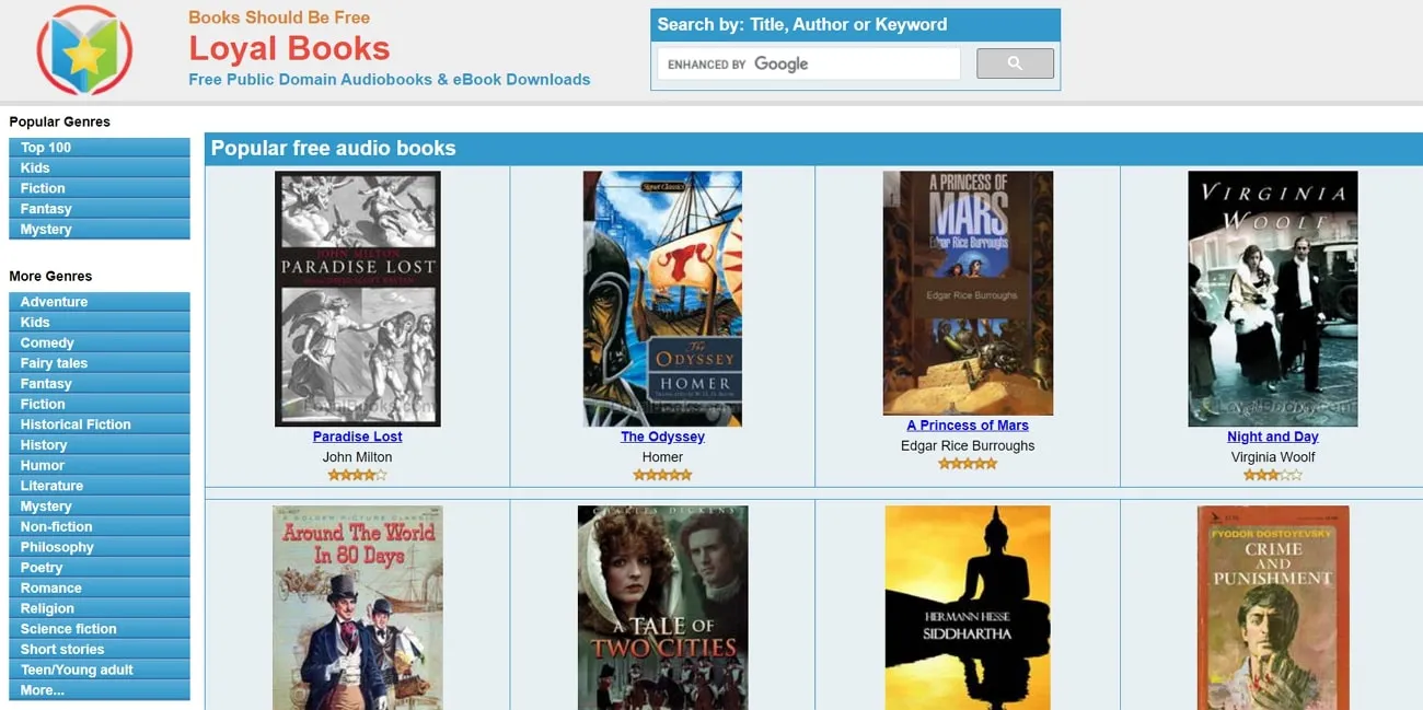 loyal Books free audiobook website