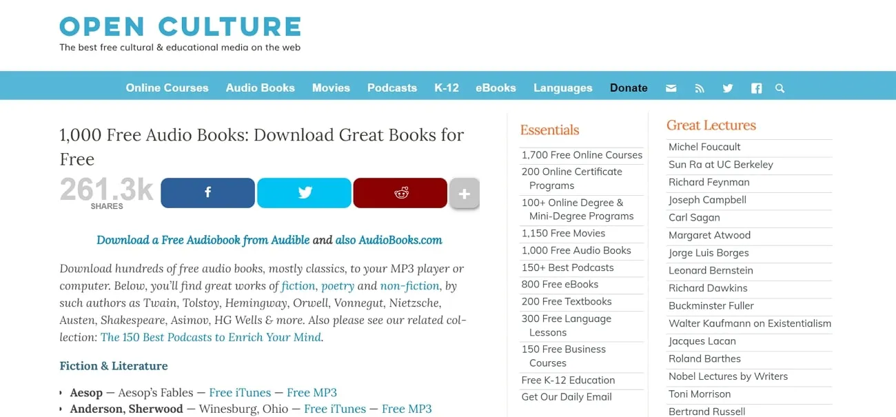 open culture free audiobook website