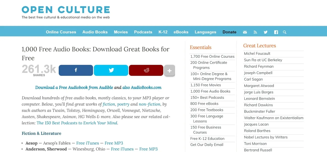 open culture audiolibros gratuitos