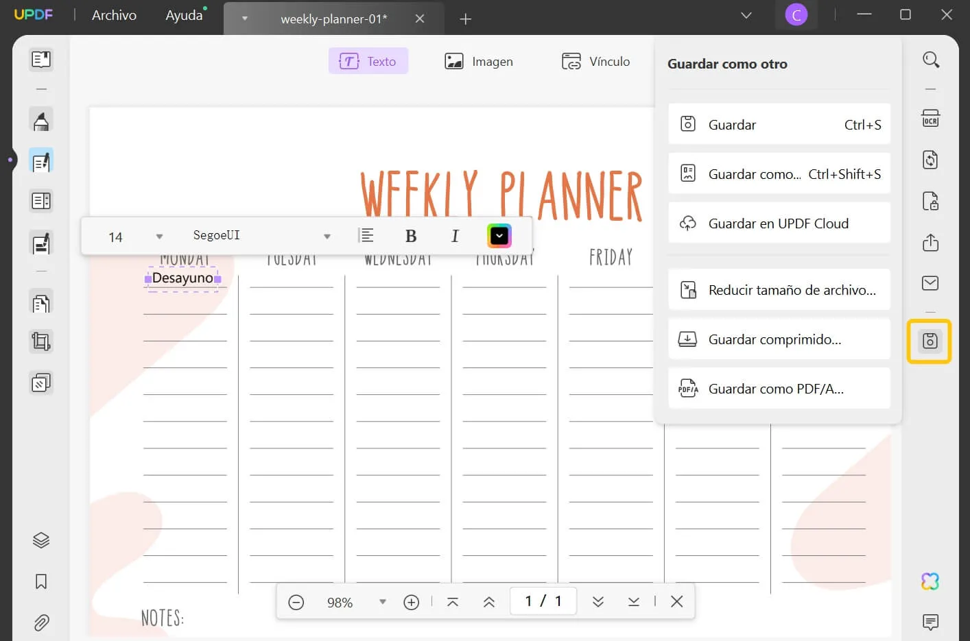 planner app annotate and save plan