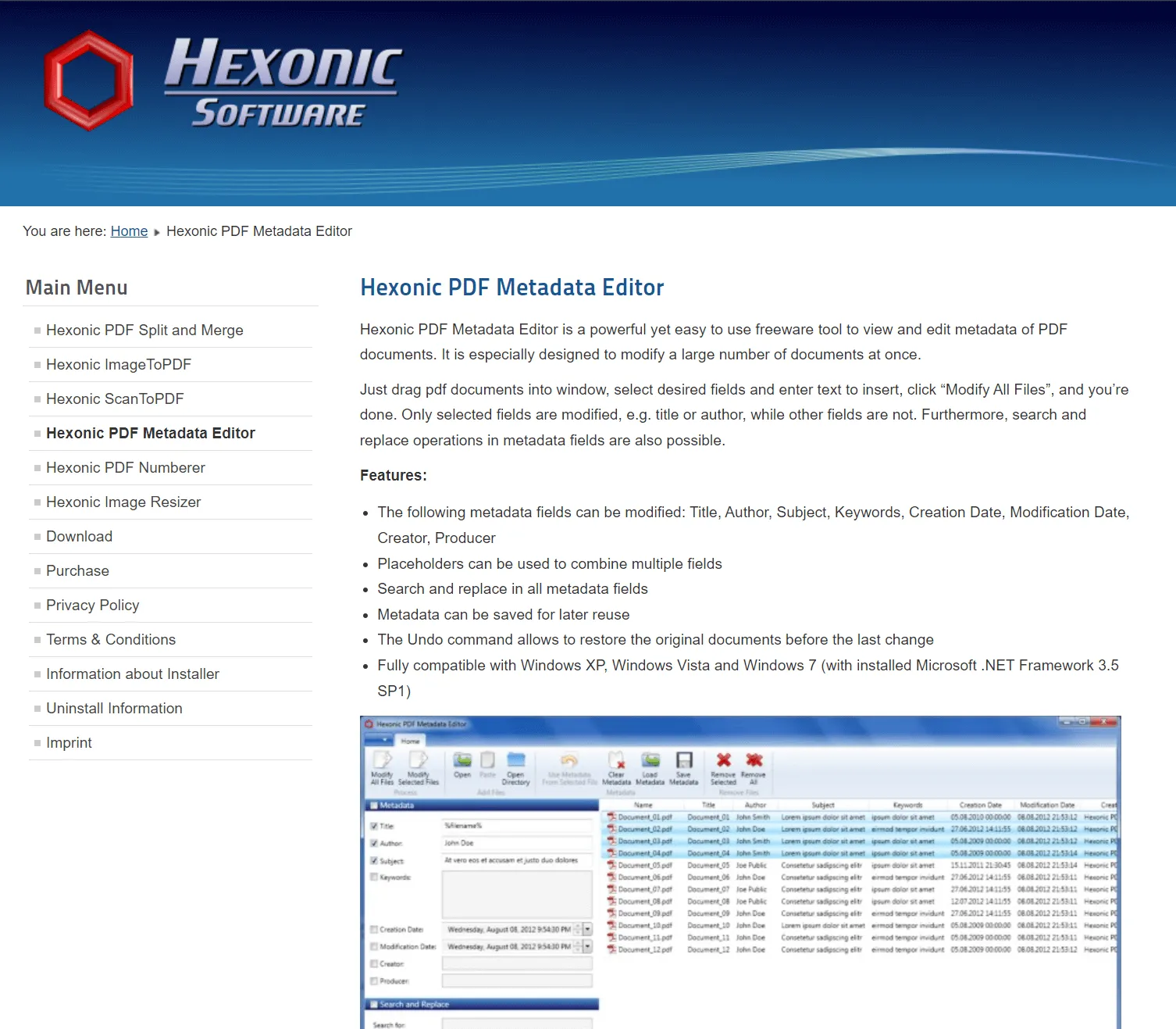 Hexonic PDF Metadata Editor