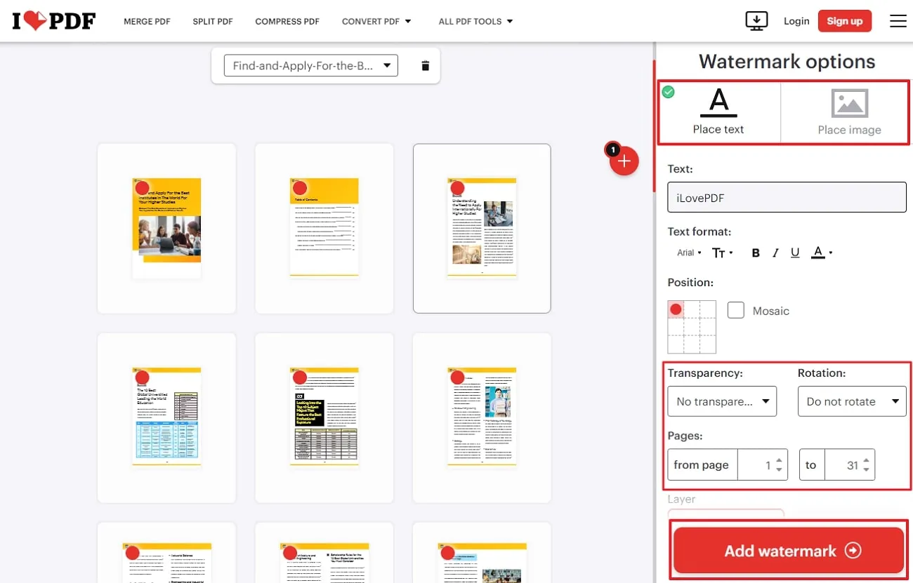 colocar marca d'água em pdf