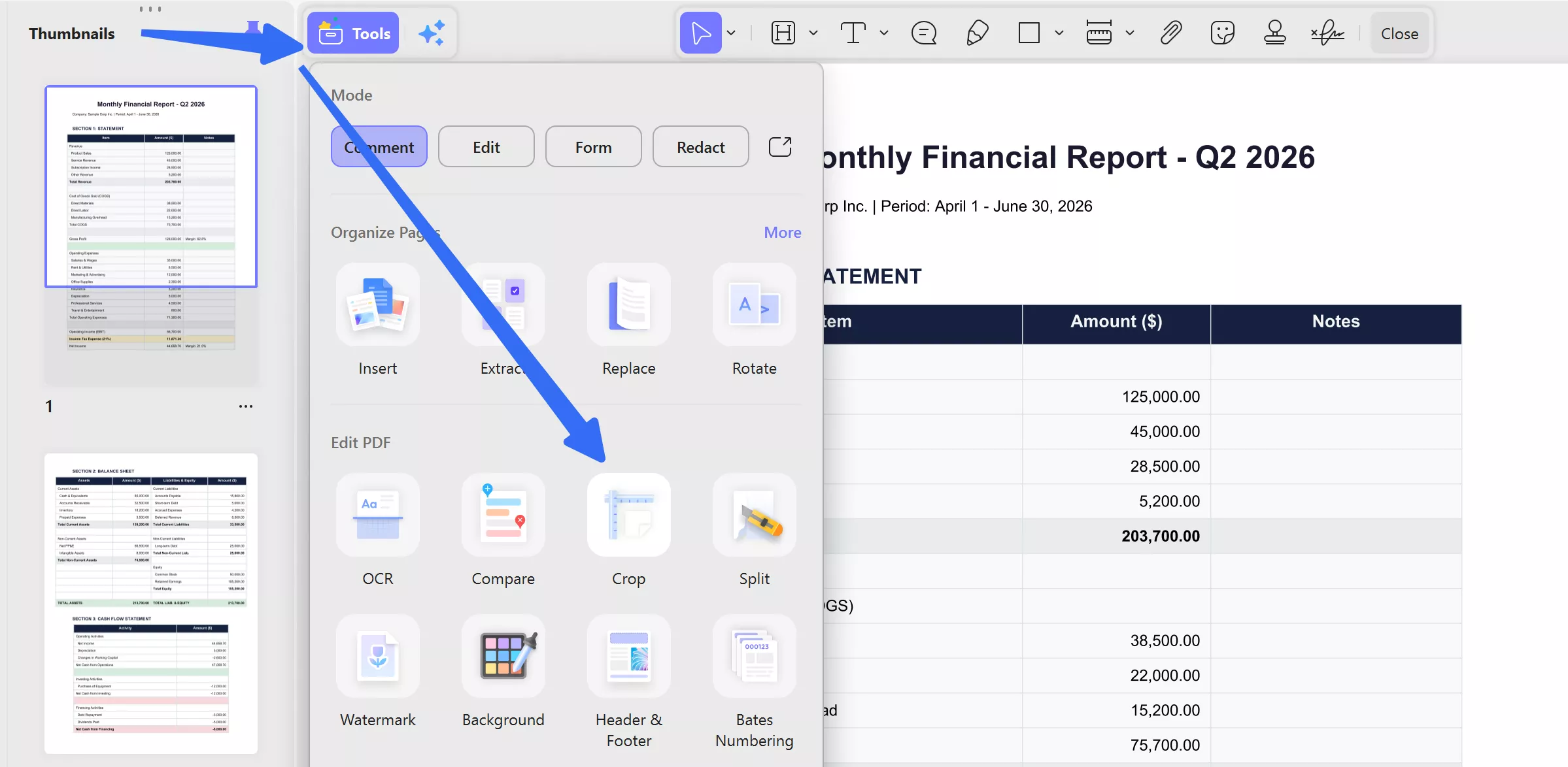 crop pdf pages offline