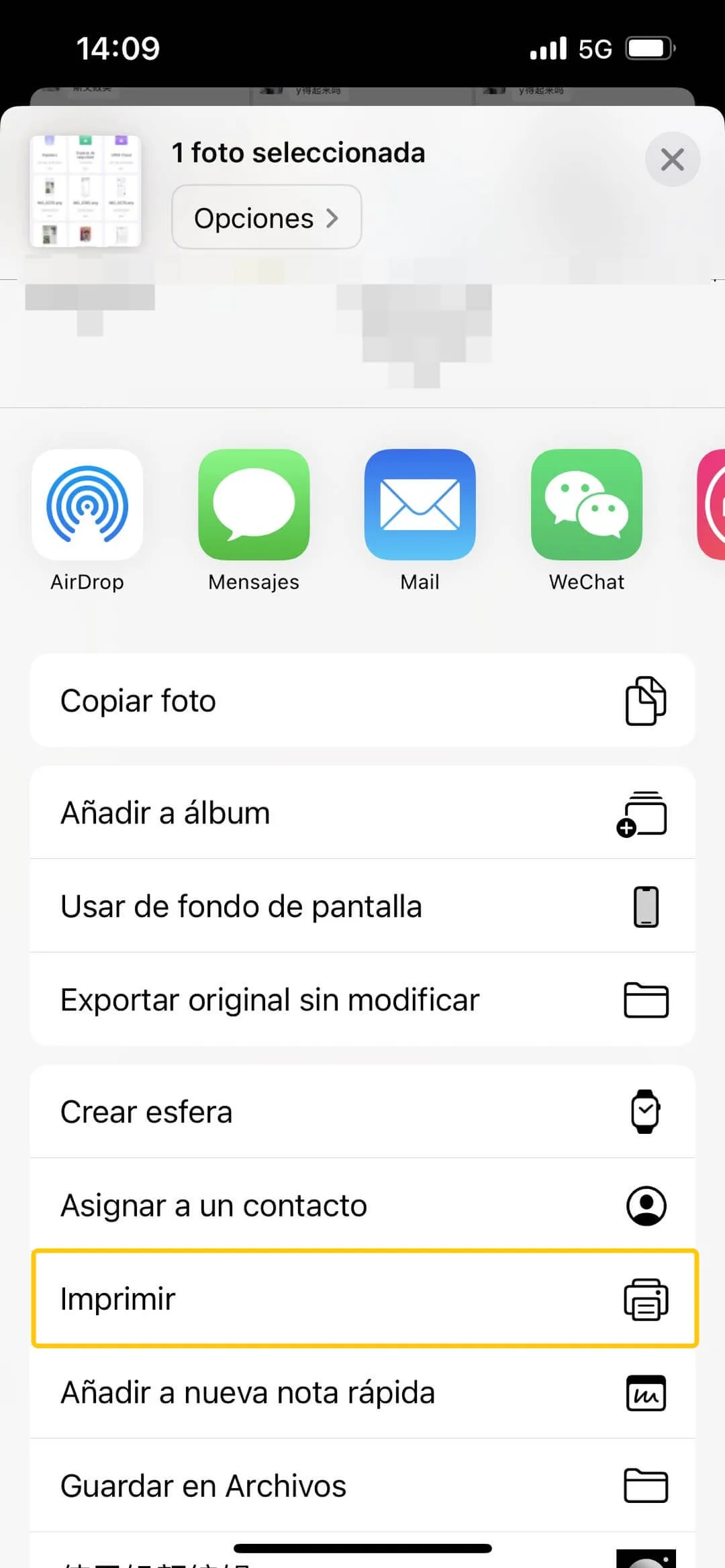 icono de impresión cómo convertir una imagen en pdf en iphone