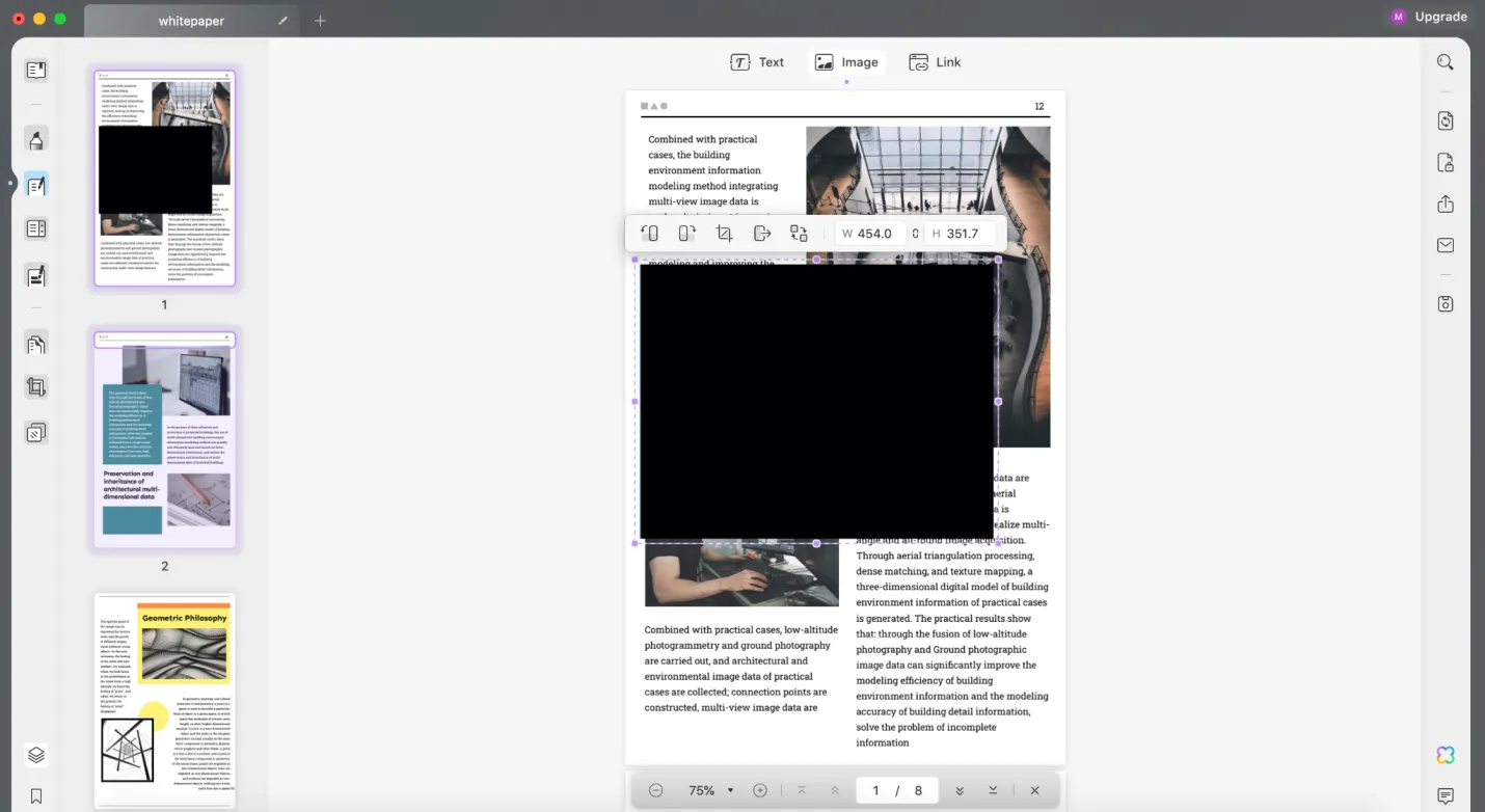 how to black out text in pdf without redact Insert the Black Image