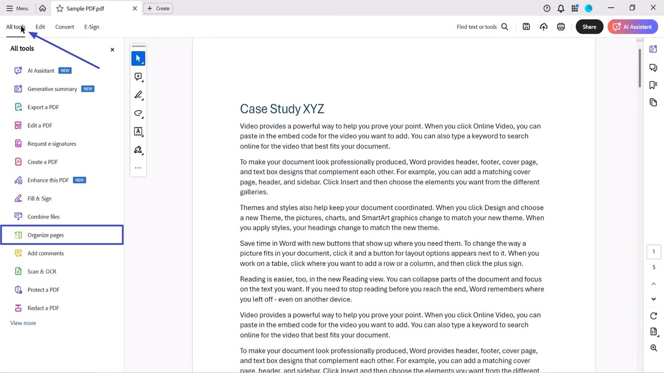  access organize pages acrobat