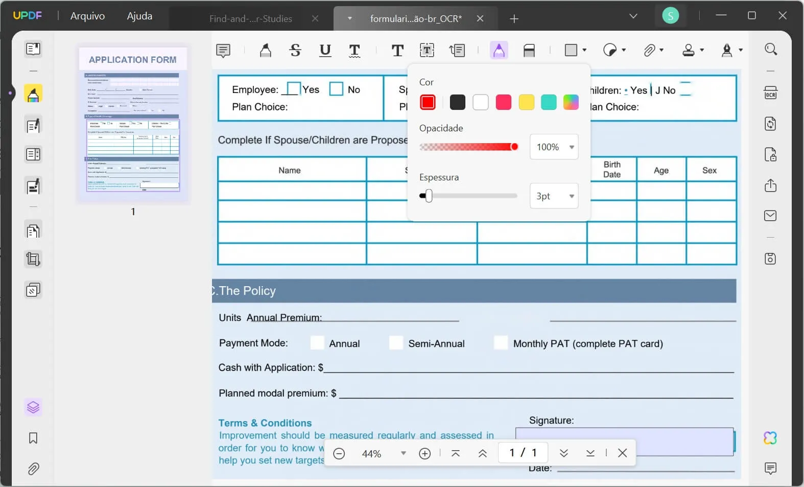 Desenhar em um PDF com a ferramenta Lápis