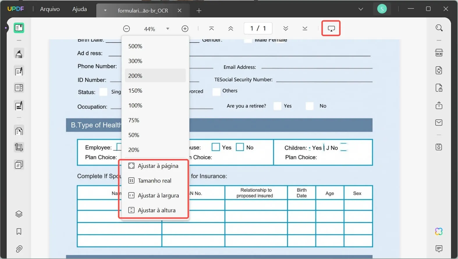 Layout em PDF