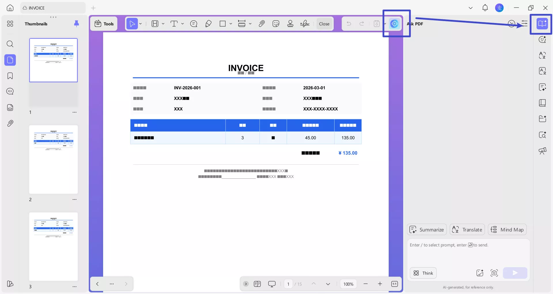 click UPDF AI for further request
