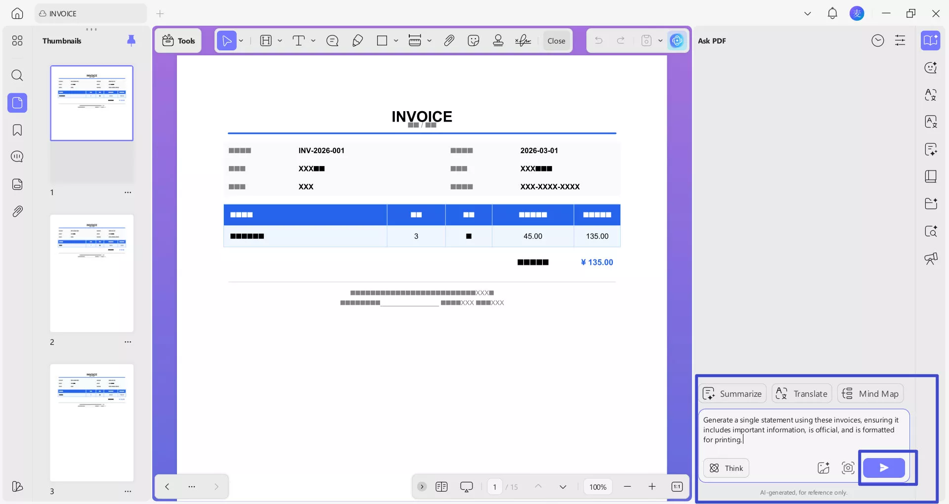 send your needs to UPDF AI