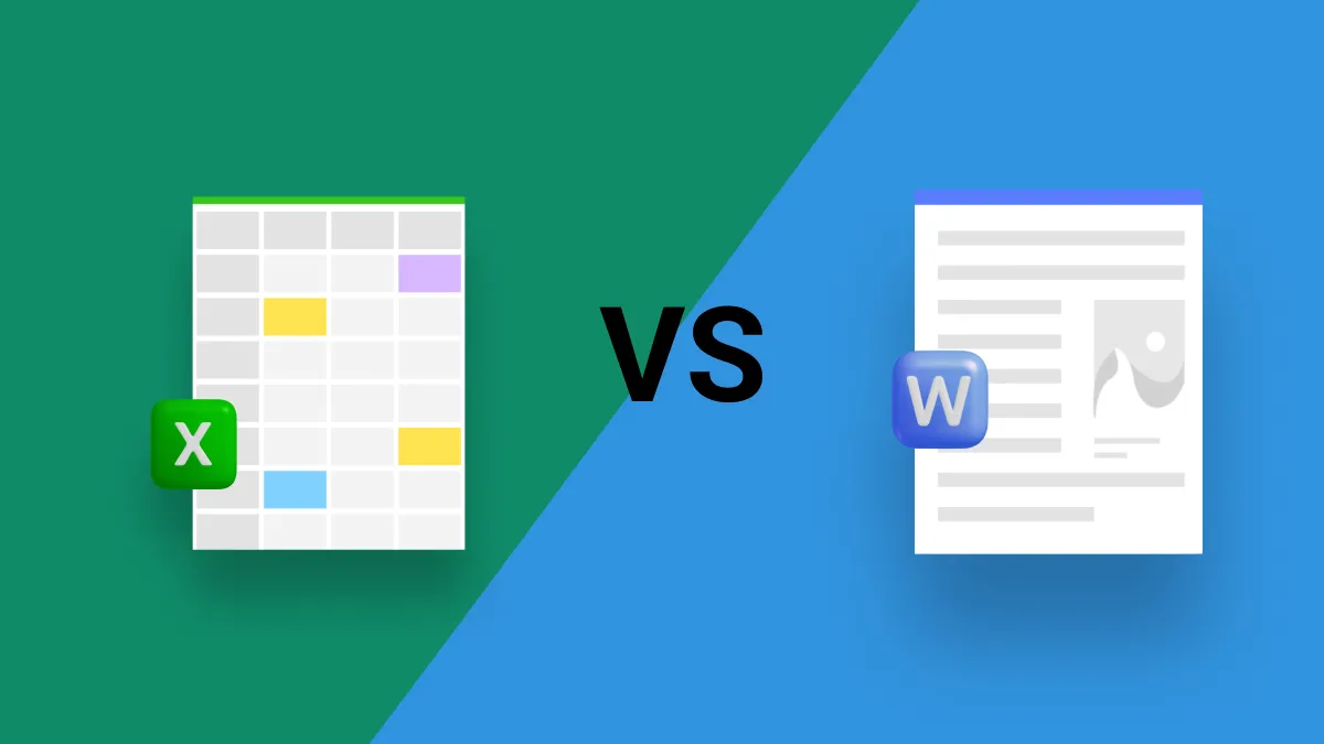 difference between ms word and excel word vs excel