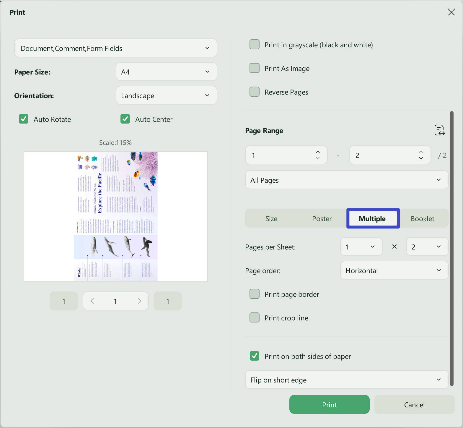 pdf multiple pages per sheet choose multiple