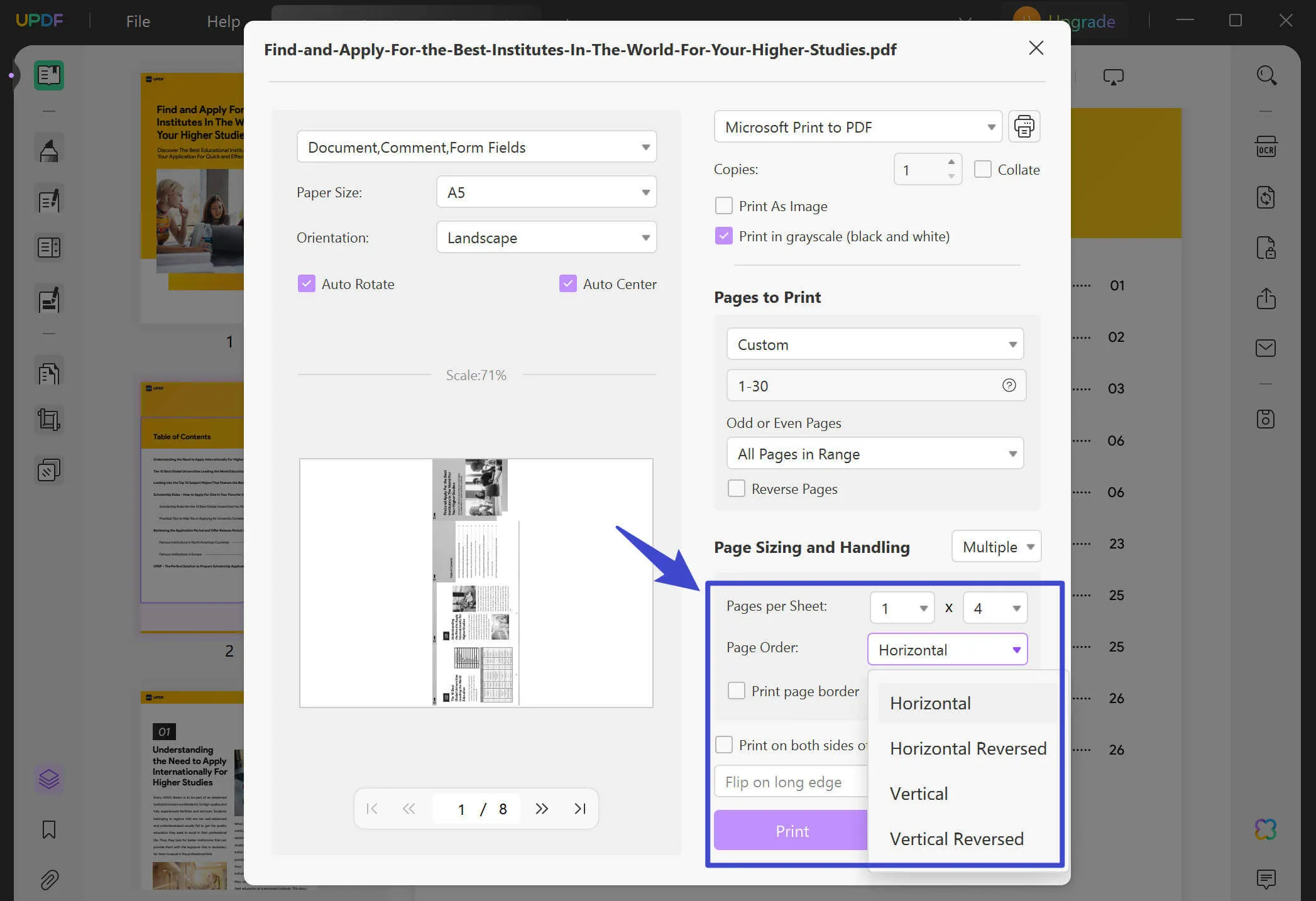 pdf multiple pages per sheet make pdf with 4 pages