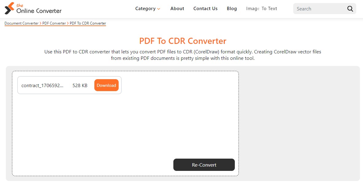 Converti PDF in CDR online con Online Converter