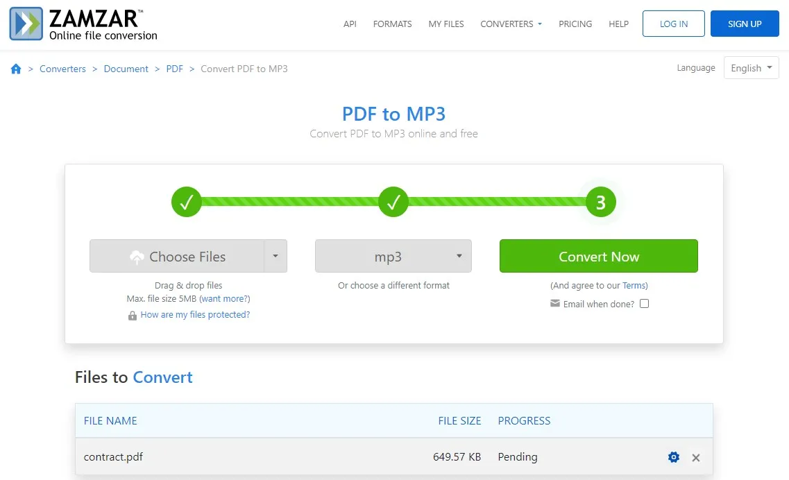 pdf to mp3 converter online zamzar convert now
