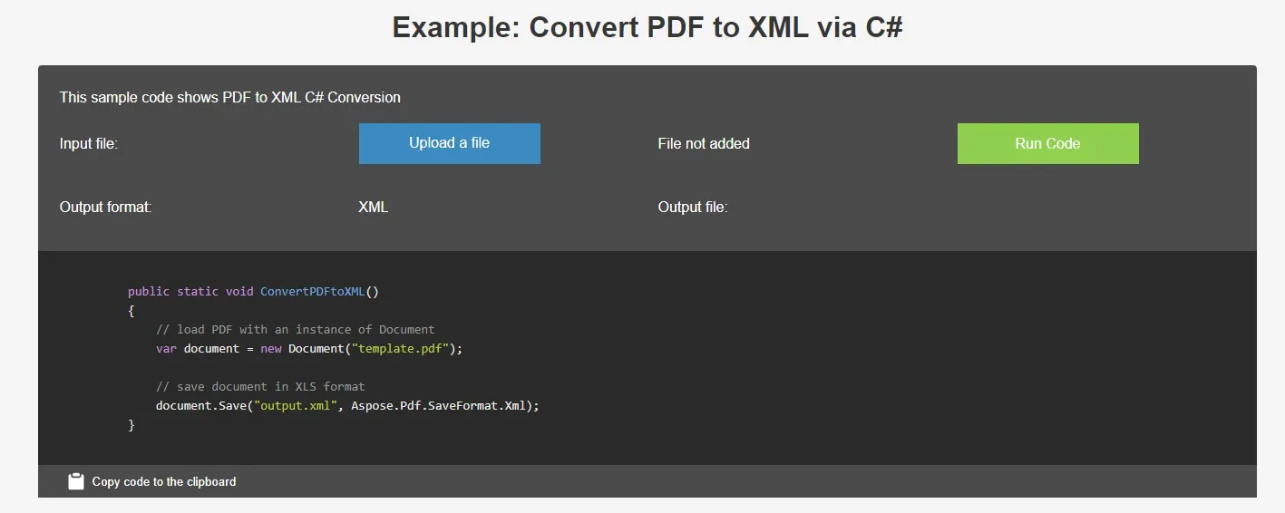 Convertire PDF in XML online gratis con Aspose