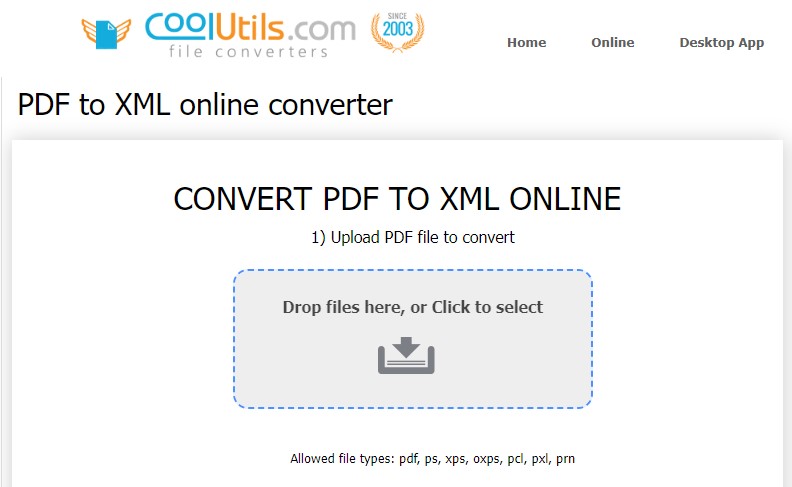 pdf to xml online coolutils