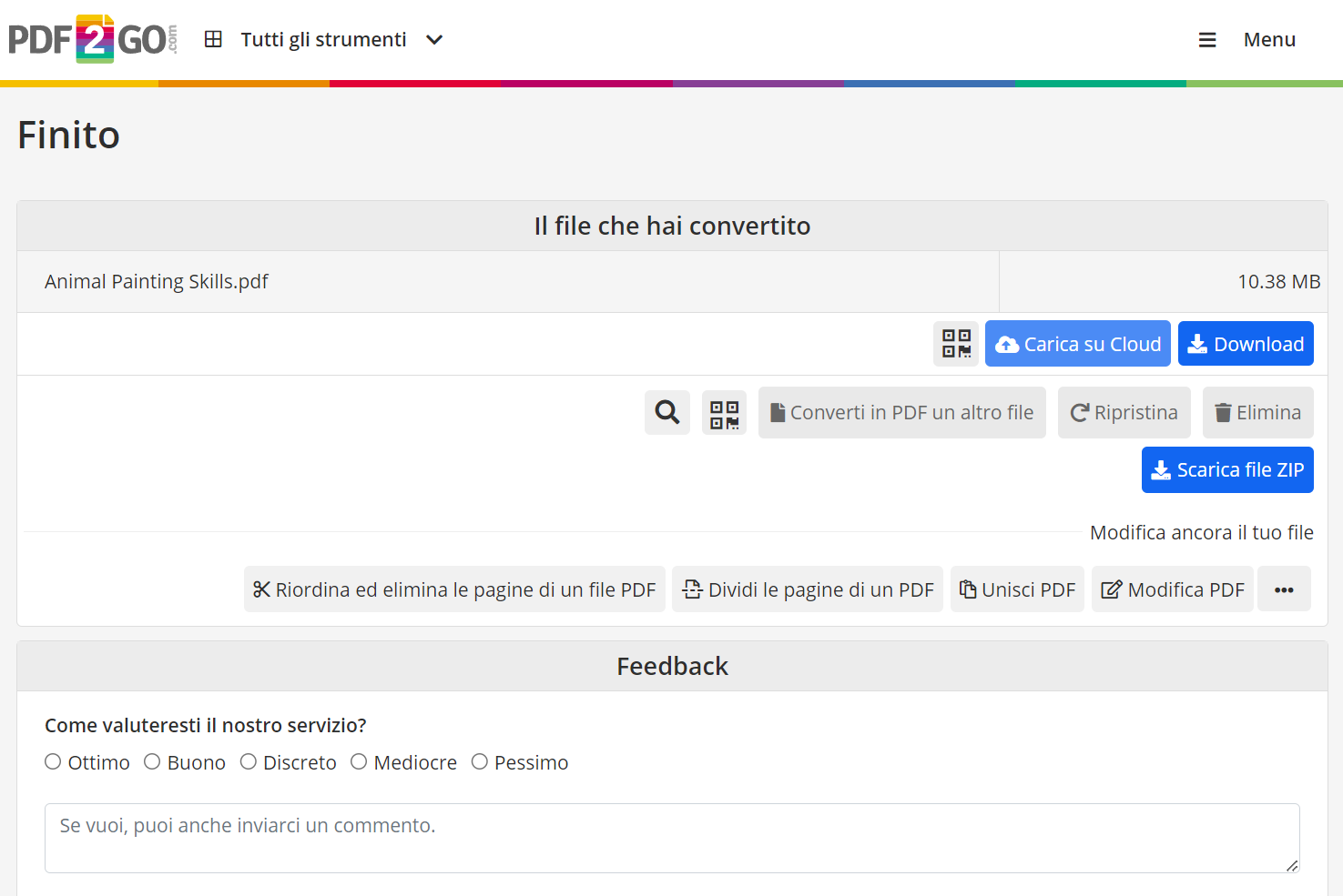 riparare il file online