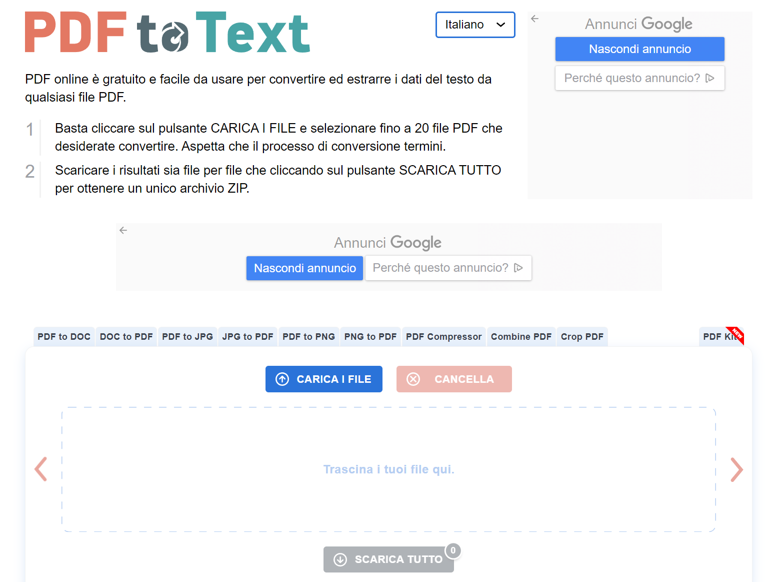 convertitore da PDF a testo gratuito